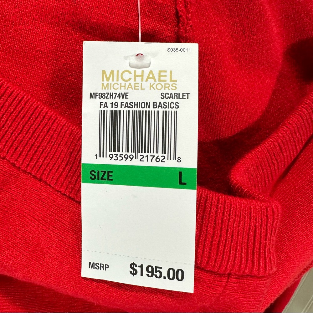 Michael Kors Red sweater dress with hood, size Large - Picture 9 of 16